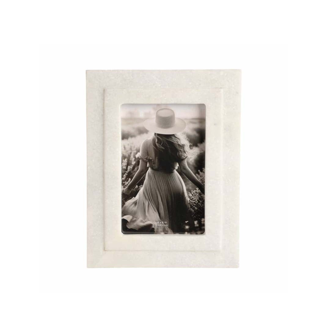 White Marble Beveled Picture Frame, 4x6