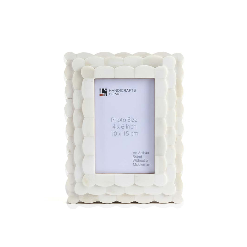 Scalloped Bone Inlay Frame, Ivory, 4x6