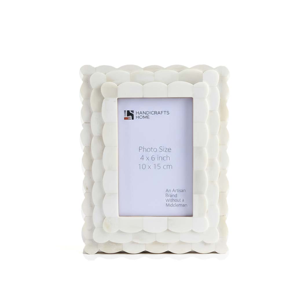 Scalloped Bone Inlay Frame, Ivory, 4x6
