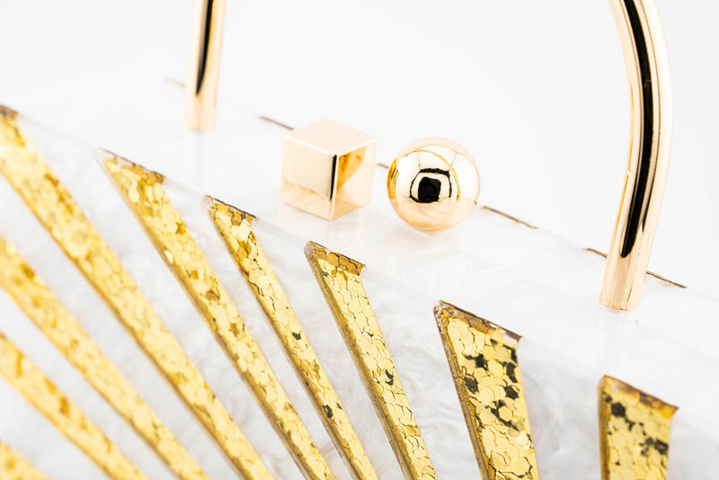 Clutch Purse Gold & Pearl Starburst