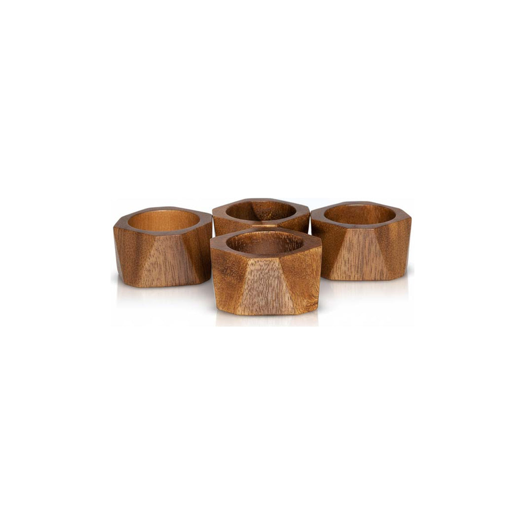 Geometric Wood Napkin Rings, Set