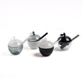 Black and White Glass Honey Dish, Set of 4