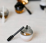 Black & White Honey Dish Set of 4