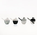 Black & White Honey Dish Set of 4