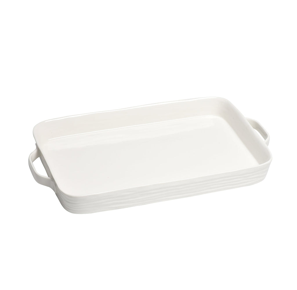 Le Blanc White Rectangular Tray with Handles - white background product photo