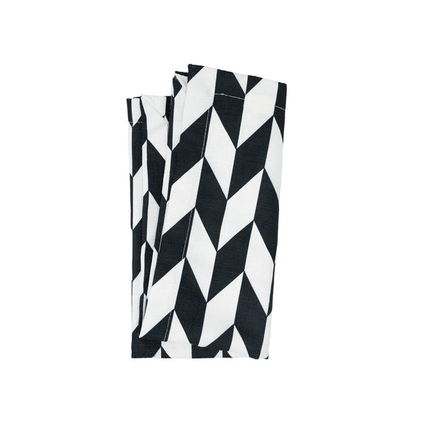Black & White Chevron Faux Linen Napkins, Set of 4