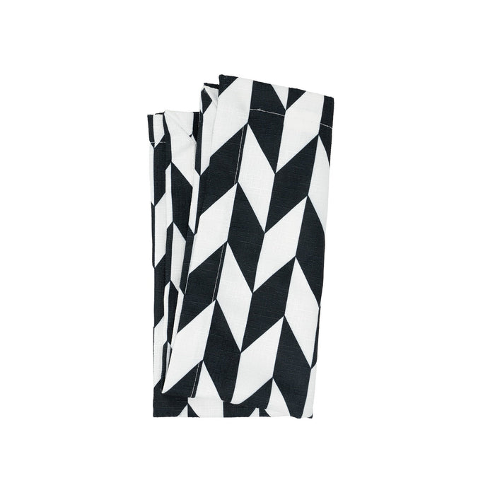 Black & White Chevron Faux Linen Napkins, Set of 4