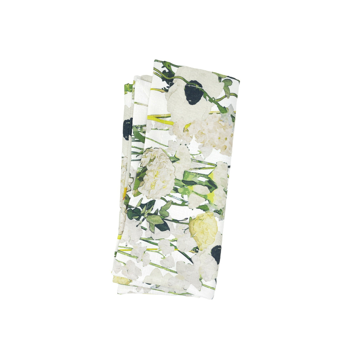 Cream Floral Garden Faux Linen Napkins, Set of 4