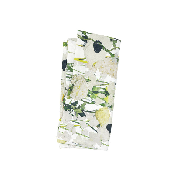 Cream Floral Garden Faux Linen Napkins, Set of 4