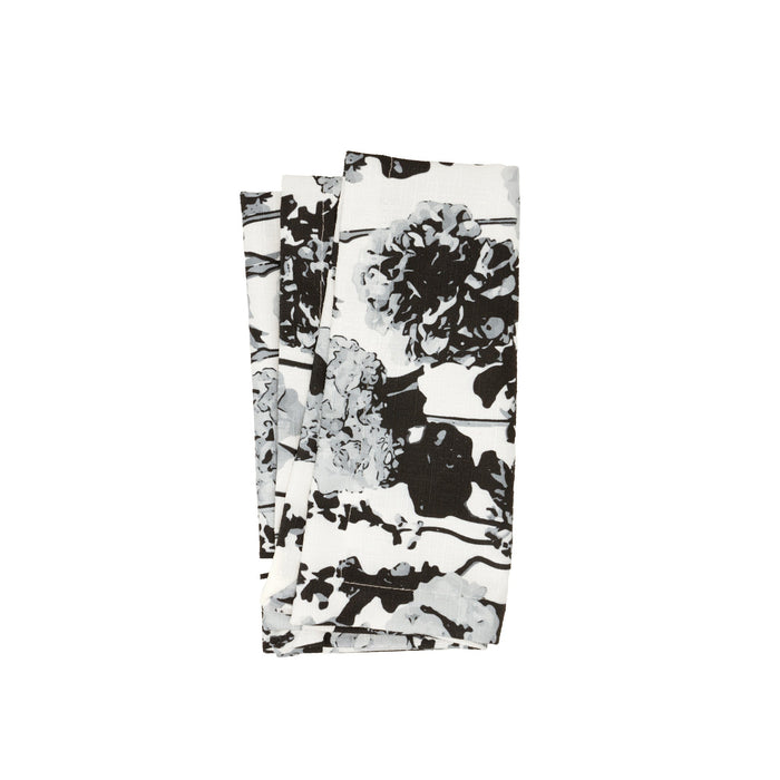 Grayscale Floral Garden Faux Linen Napkins, Set of 4
