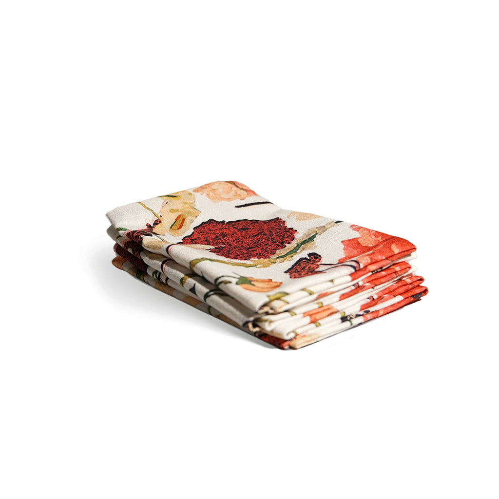 Auburn Bouquet Faux Linen Napkins, Set of 4