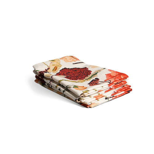 Auburn Bouquet Faux Linen Napkins, Set of 4