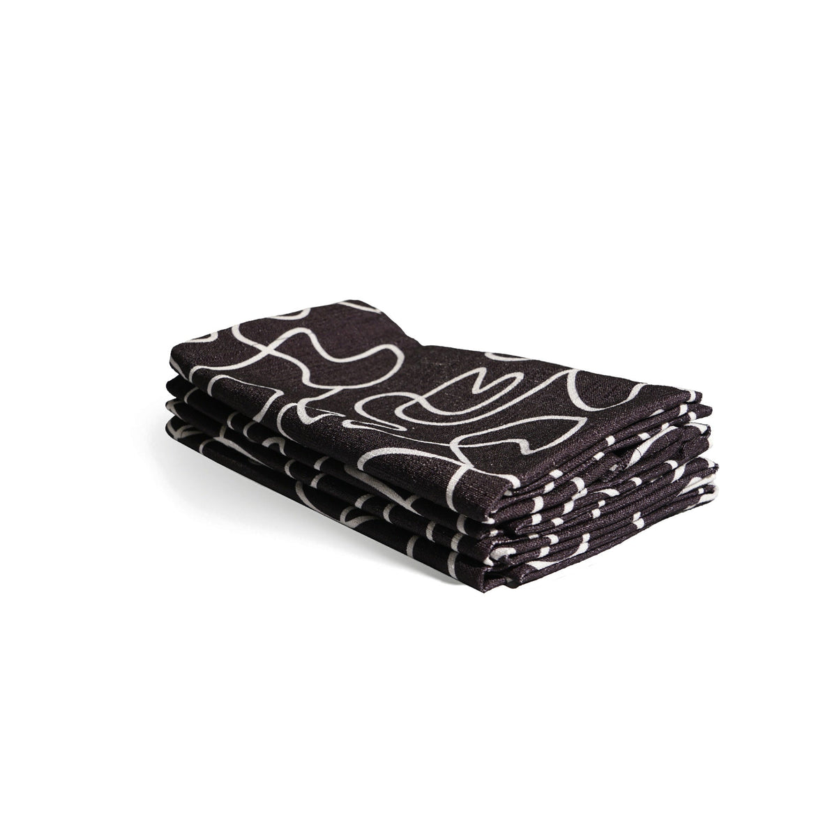 B&W Squiggly Napkin Set set of four