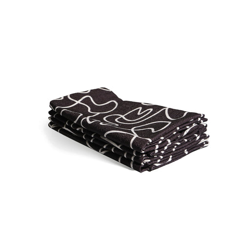 B&W Squiggly Napkin Set set of four