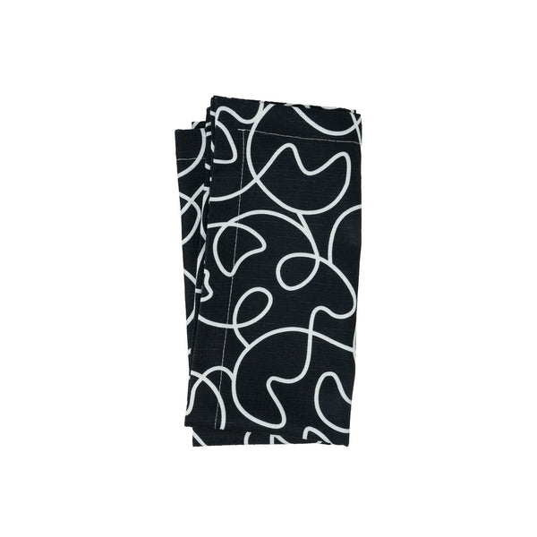 Black & White Squiggly Faux Linen Napkins, Set of 4