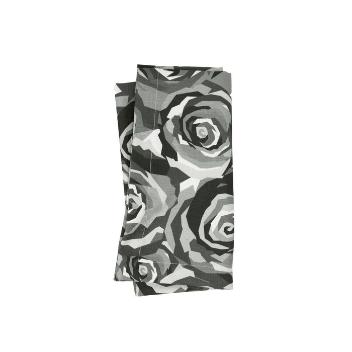 Grayscale Roses Faux Linen Napkins, Set of 4