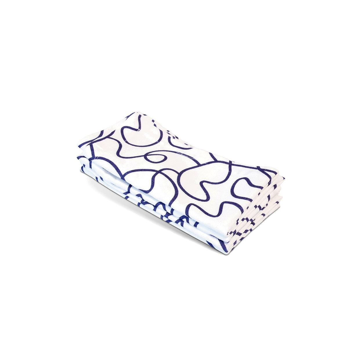 Navy Squiggly Napkin Set set of four