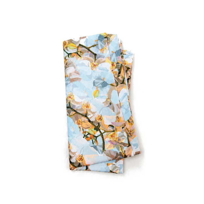 Cream Orchid Faux Linen Napkins, Set of 4