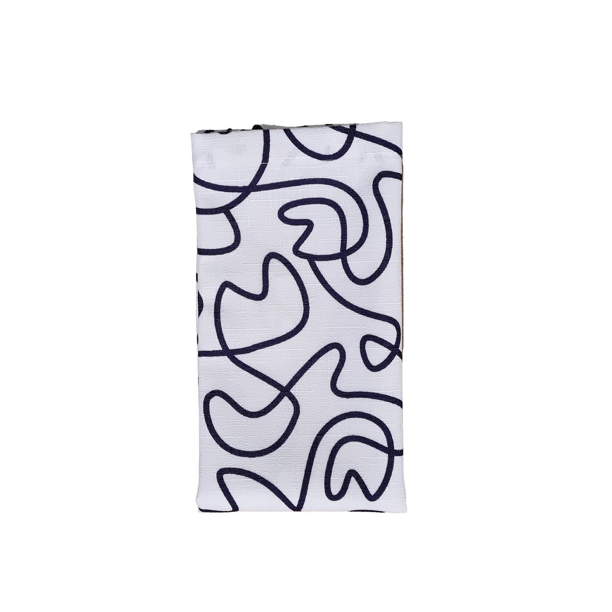 Navy Squiggly Faux Linen Napkins, Set of 4