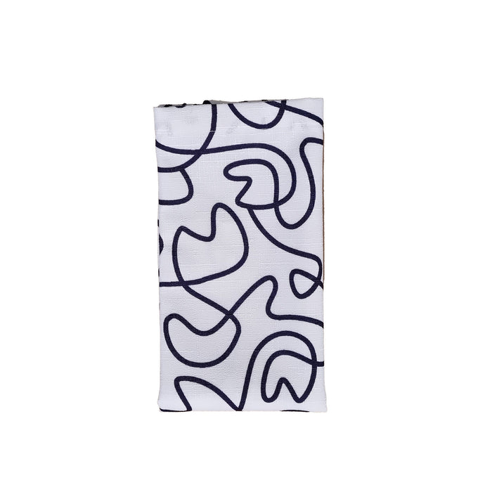 Navy Squiggly Faux Linen Napkins, Set of 4