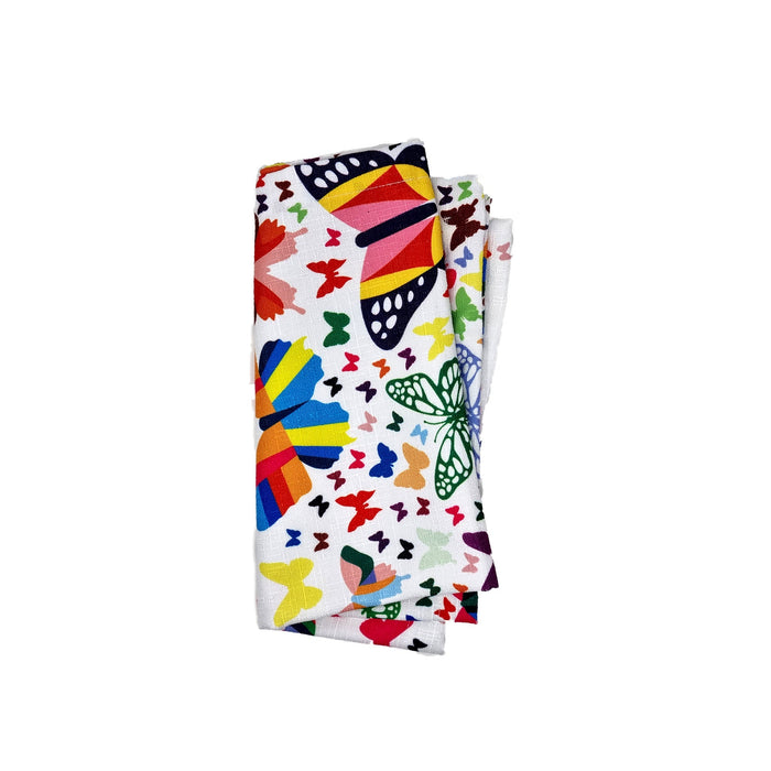 Multicolor Butterflies Faux Linen Napkins, Set of 4