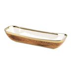 Madera Wood and Gold Deep Rectangular Server - white background product photo