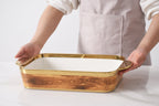 Madera Wood and Gold Rectangular Baking Dish, 9" W x 13" L - product photo
