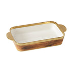 Madera Wood and Gold Rectangular Baking Dish, 9" W x 13" L - white background product photo