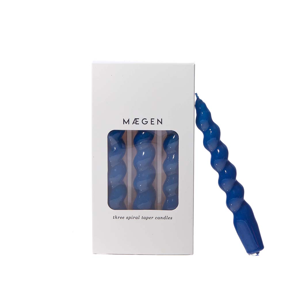 Navy Spiral Taper Candles, Set of 3