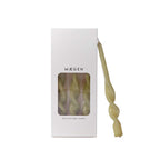 Leaf Green Twist Taper Candles, Set of 3