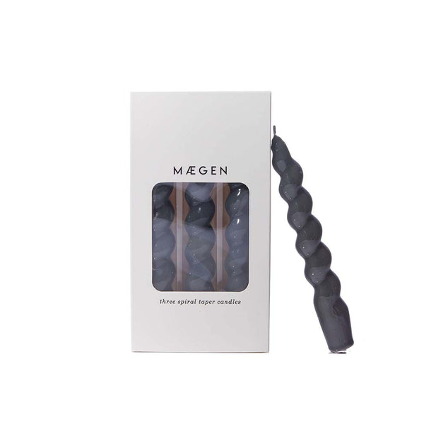 Dark Grey Spiral Taper Candles, Set of 3