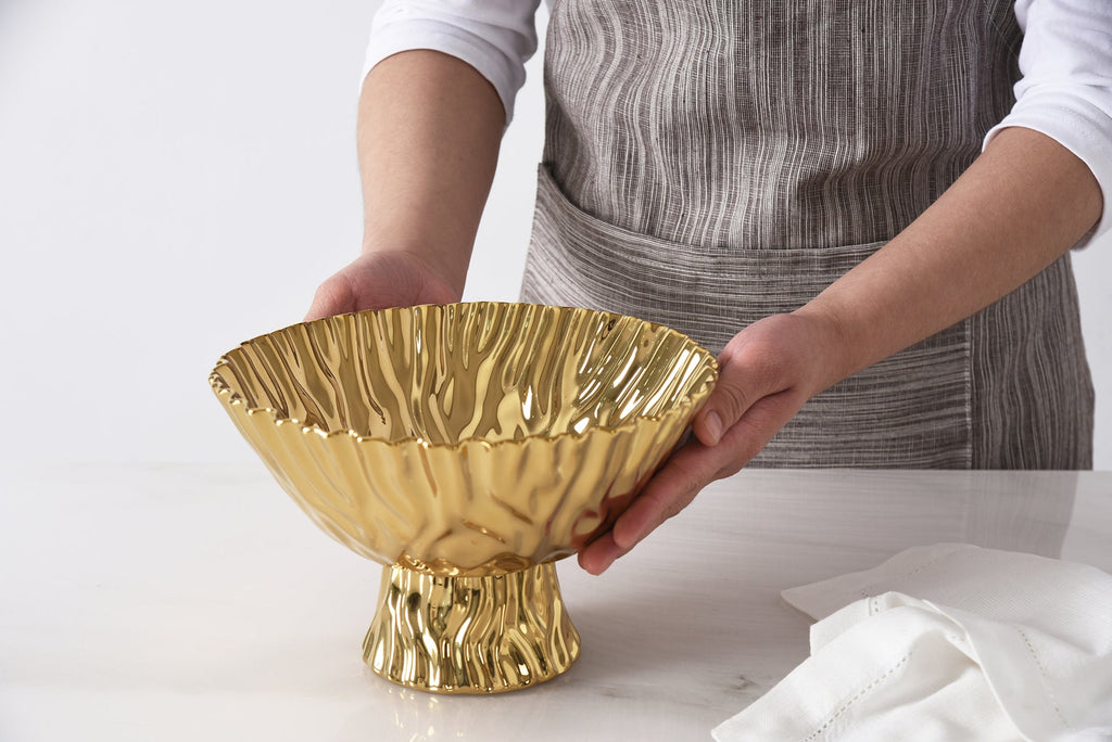 Mascali D'oro Gold Medium Footed Bowl