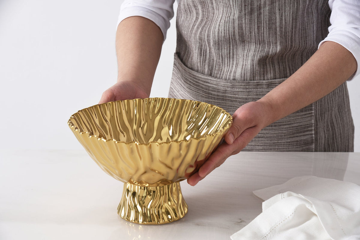 Mascali D'oro Gold Medium Footed Bowl