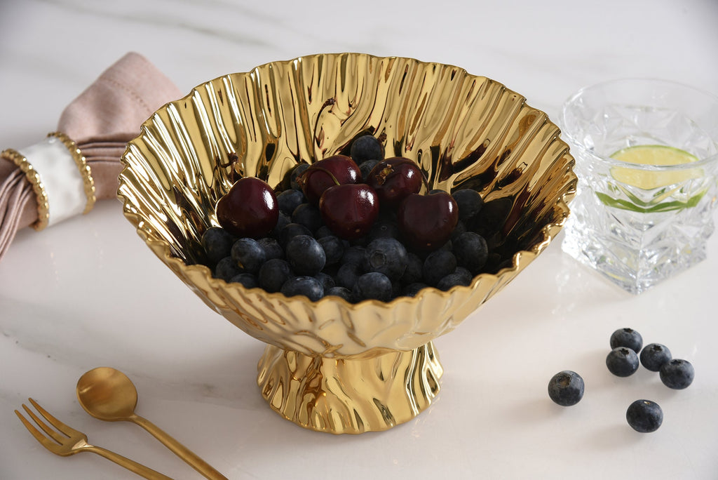 Mascali D'oro Gold Medium Footed Bowl
