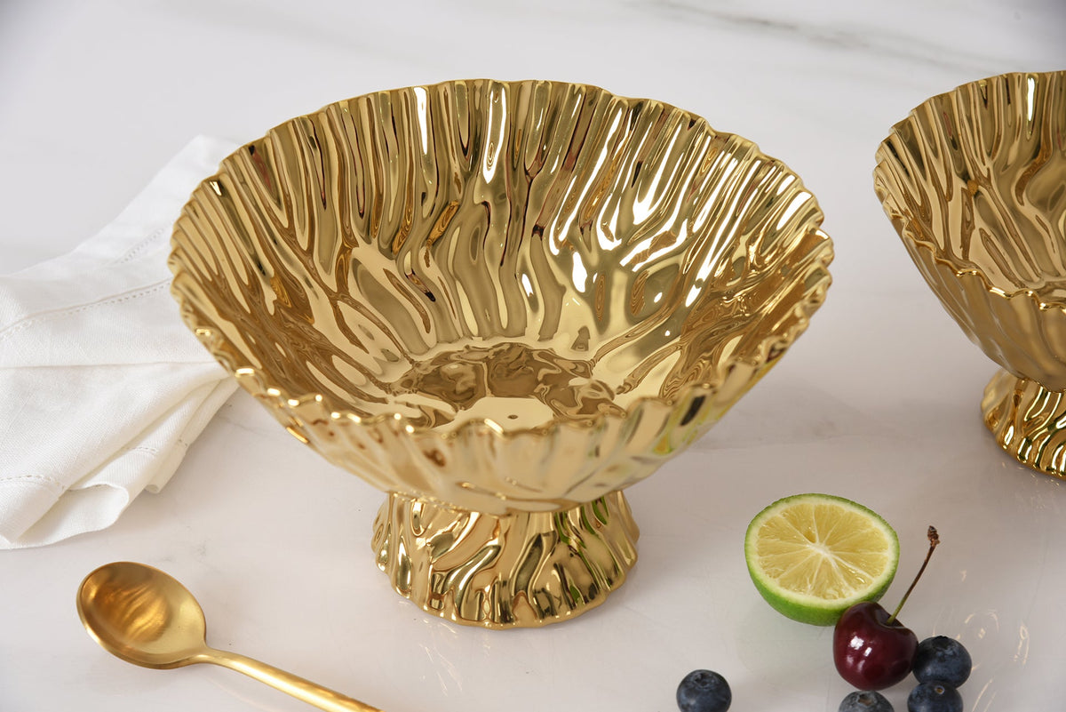 Mascali D'oro Gold Medium Footed Bowl
