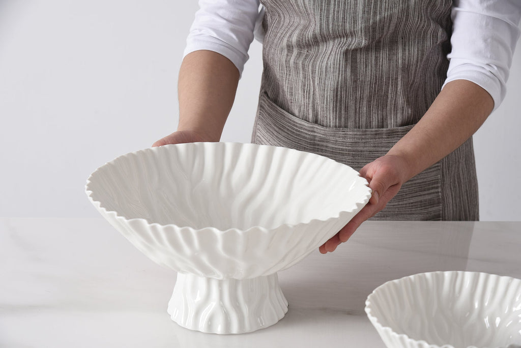 Mascali Bianca White Large Footed Bowl - product photo