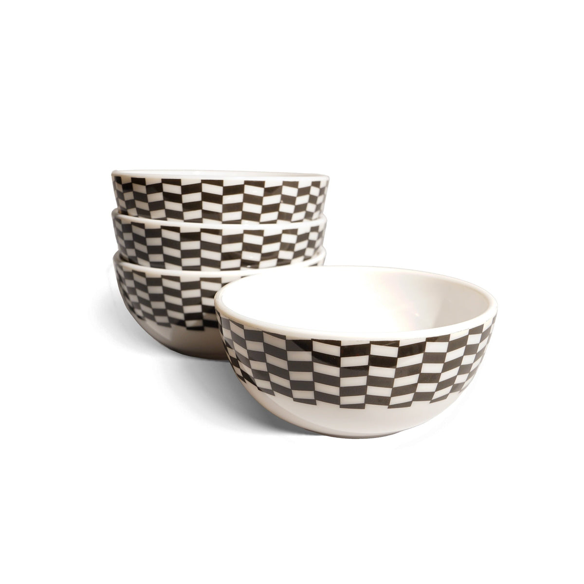 Black & White Chevron Melamine Bowls, Set of 4