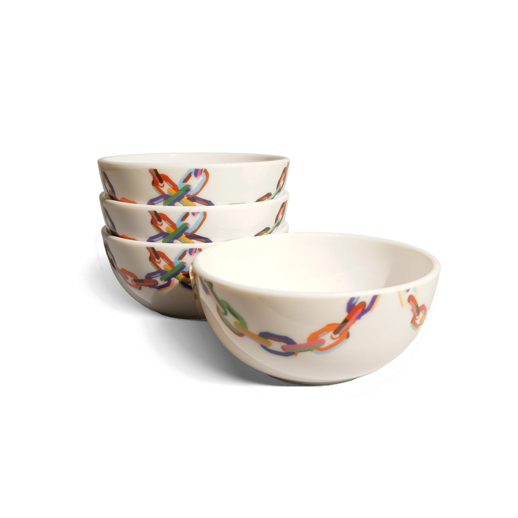 Chain Link Melamine Bowls, Set of 4