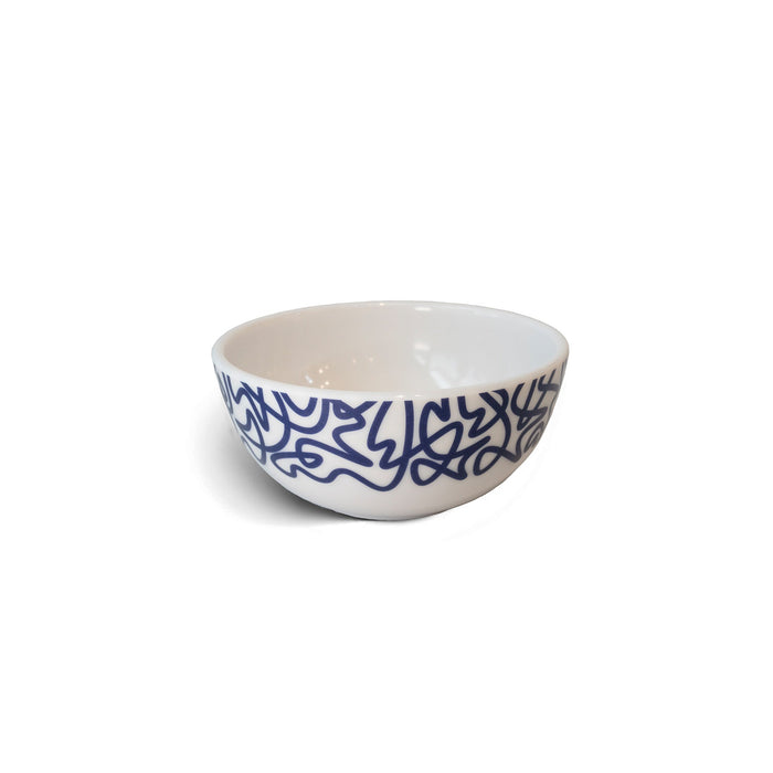 Navy Squiggly Melamine Bowls, Set of 4