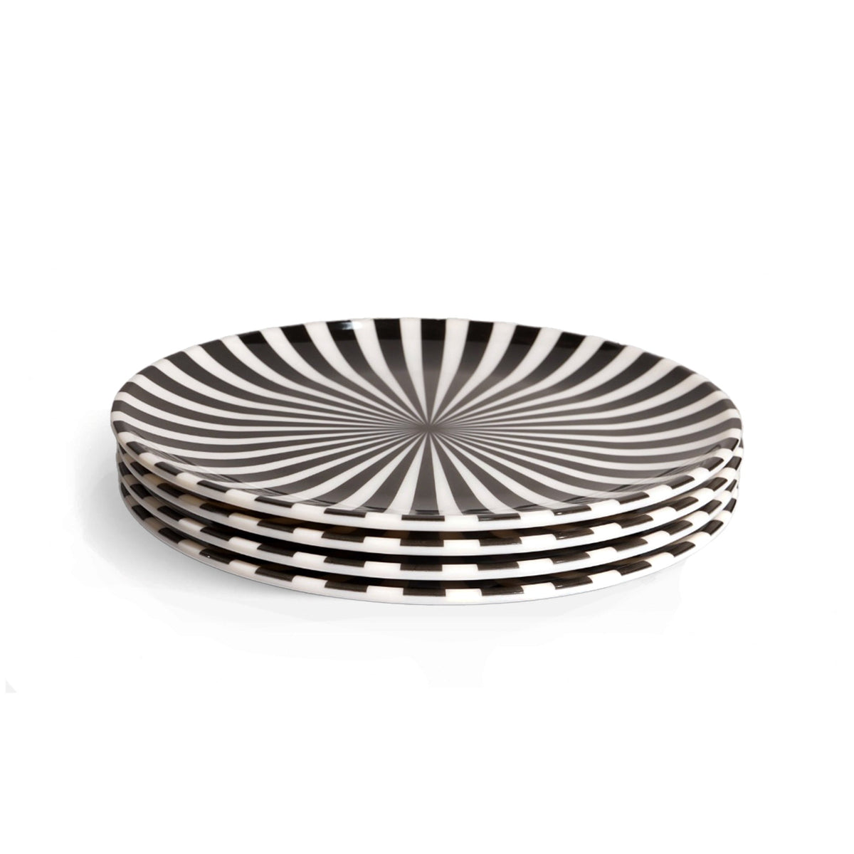 B&W Starburst Dinner Plate Set set of four