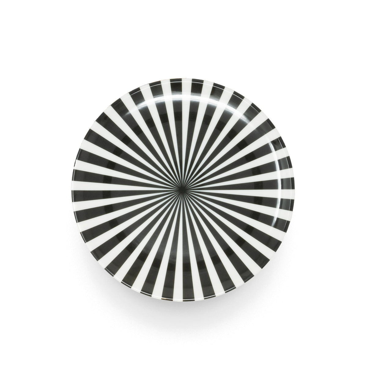 Black & White Starburst Melamine Dinner Plates, Set of 4