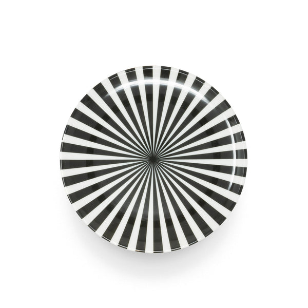 Black & White Starburst Melamine Dinner Plates, Set of 4