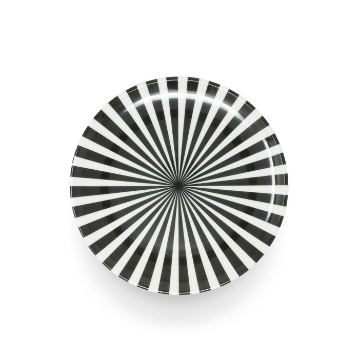 Black & White Starburst Melamine Dinner Plates, Set of 4