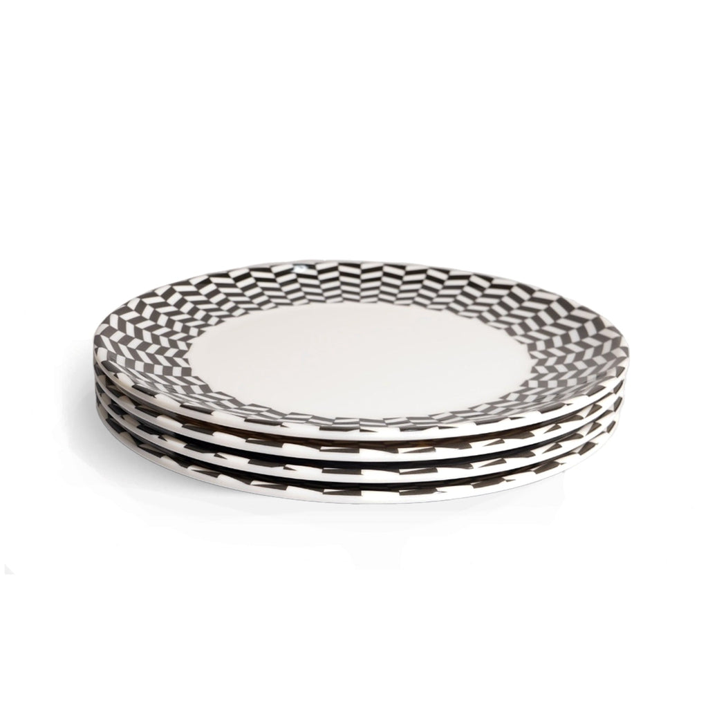 B&W Chevron Dinner Plate set of four