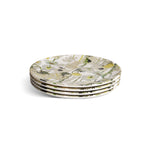 Cream Floral Garden Melamine Dinner Plates, Set of 4