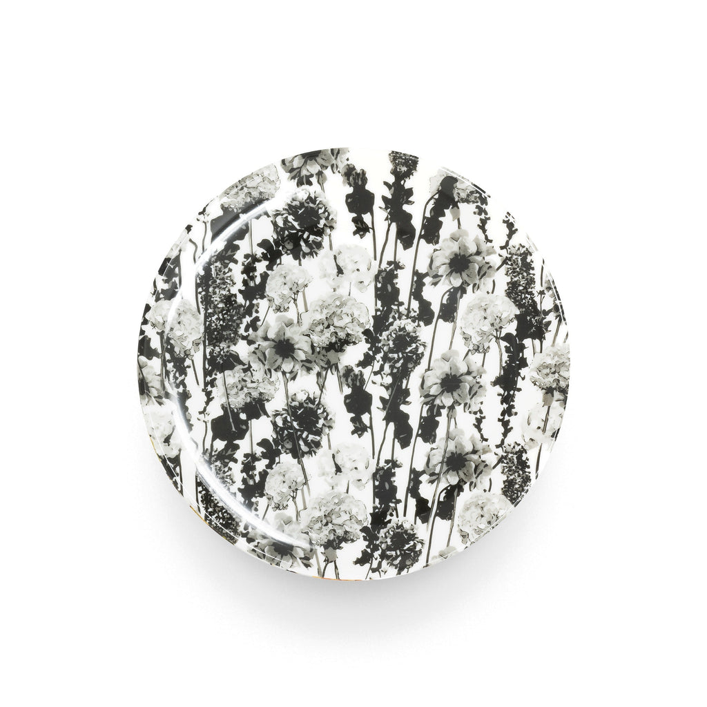 Greyscale Floral Garden Dinner Plate Set, melamine dinnerware