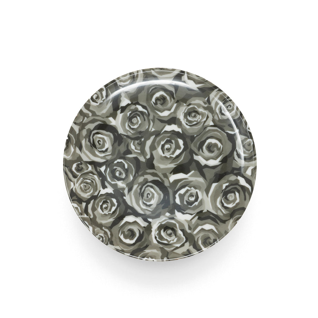 Greyscale Roses Dinner Plate Set, melamine dinnerware