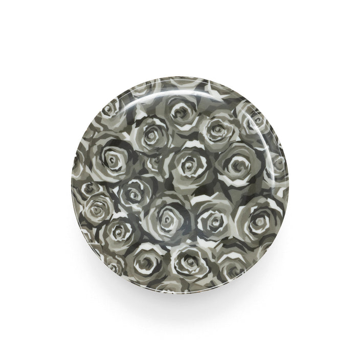 Grayscale Roses Melamine Dinner Plates, Set of 4