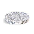 Navy Squiggly Melamine Dinner Plates, Set of 4