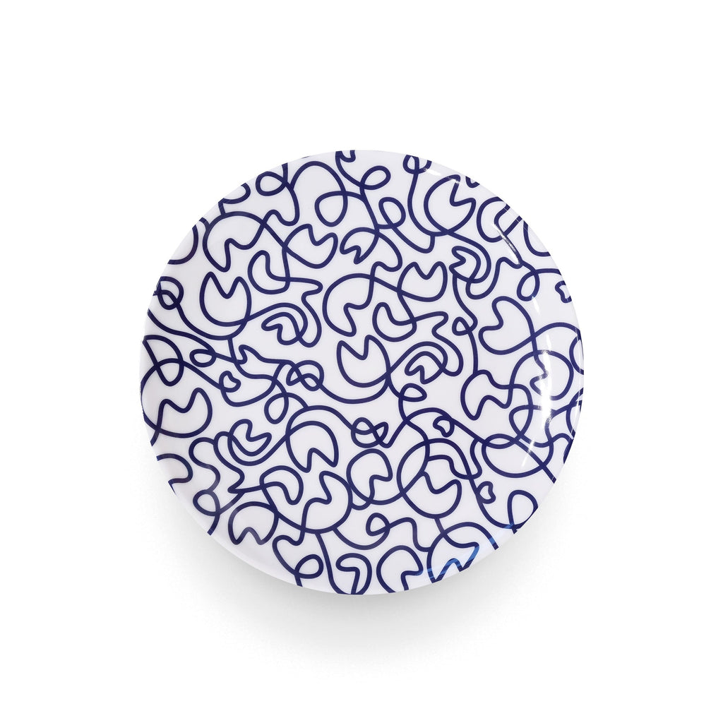 Navy Squiggly Dinner Plate Set, melamine dinnerware